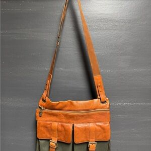 Elegant Tan and Olive Men's Messenger Bag
